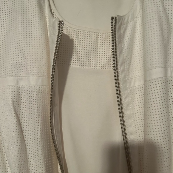 Two piece set: white top (Medium)with matching jacket (8). Wore jacket once. EUC - Picture 4 of 7